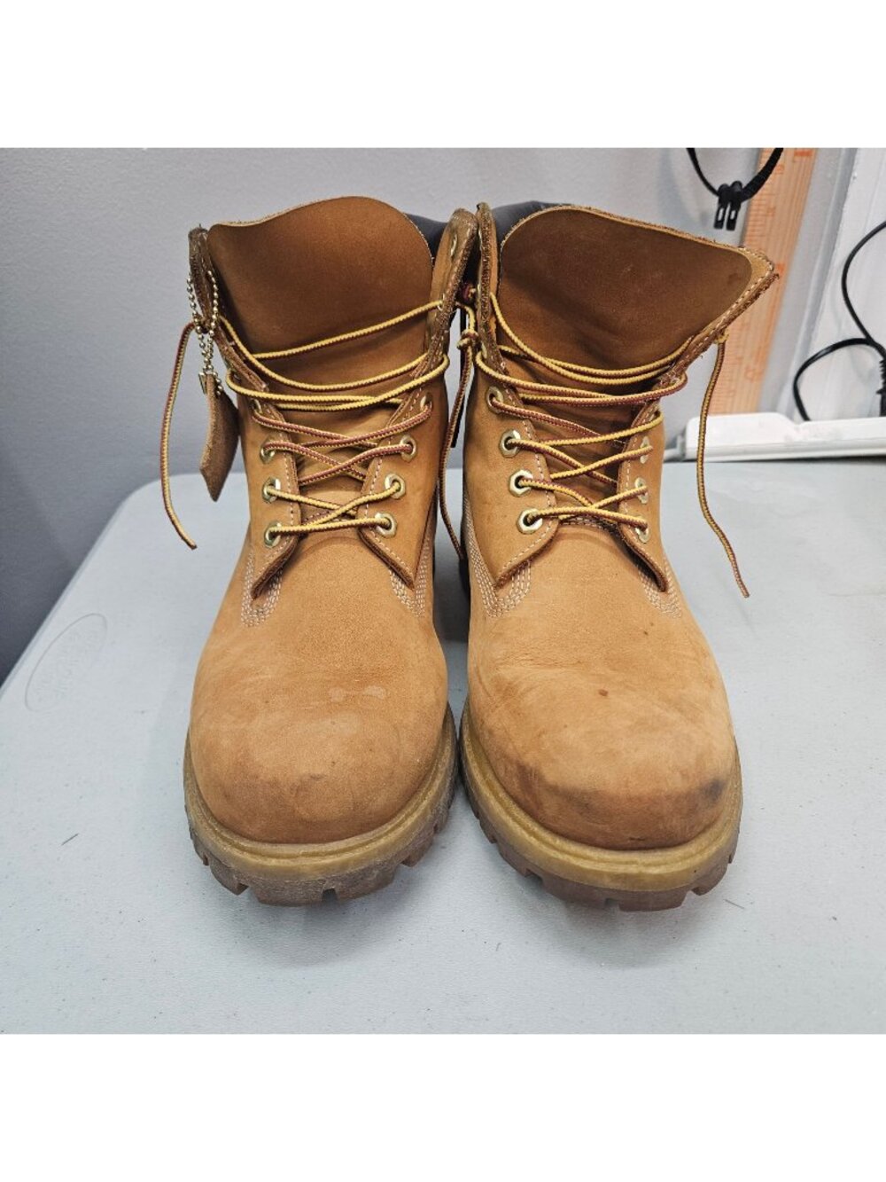 Timberland Premium Mens Tan Leather 6 in Waterproof Work Boots 10M Wheat Nubuck